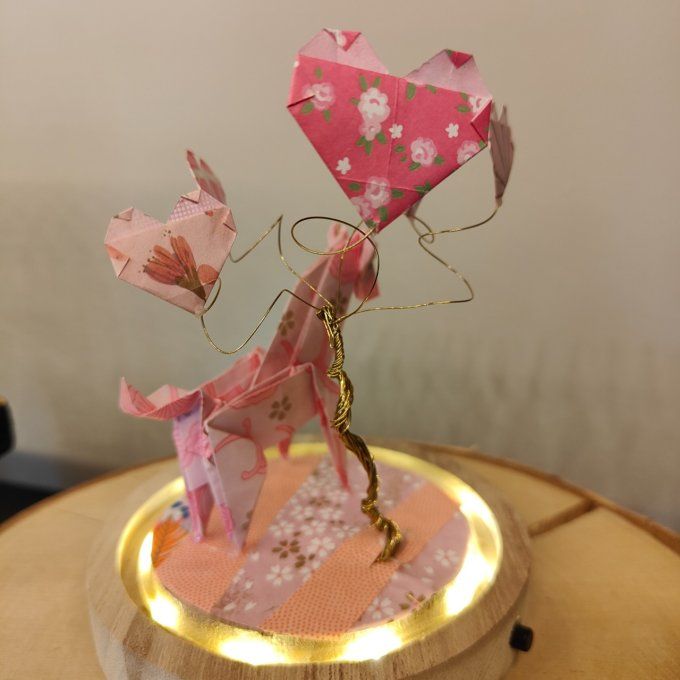 cloche lumineuse licorne et coeurs