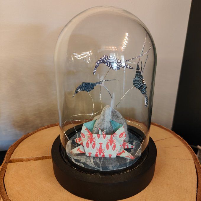 cloche lumineuse crabe et crevettes