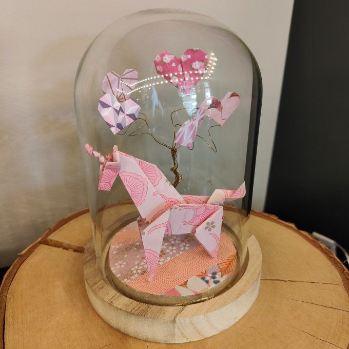 cloche lumineuse licorne et coeurs