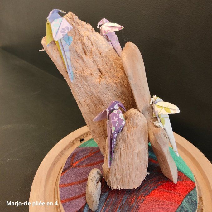 cloche lumineuse perroquets violets