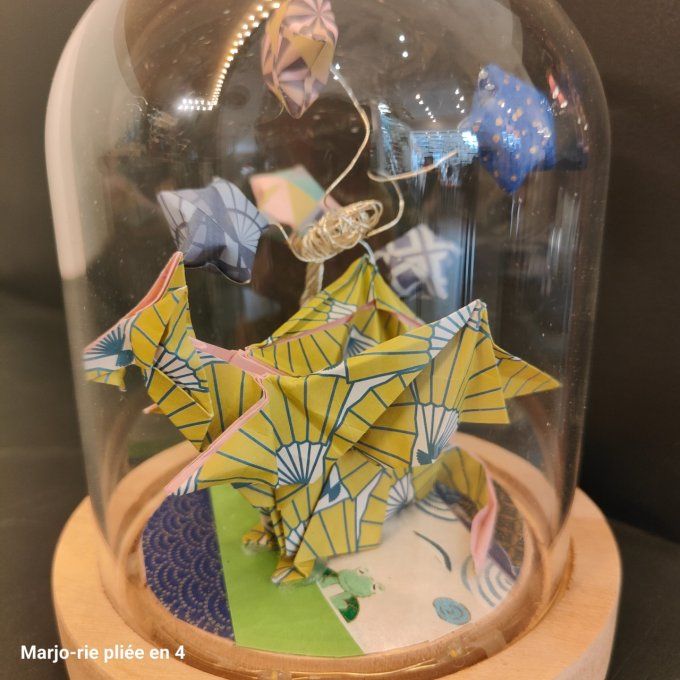 cloche lumineuse dragon vert et bleu