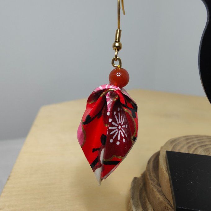 BO feuille washi rouge avec fleurs de cerisier